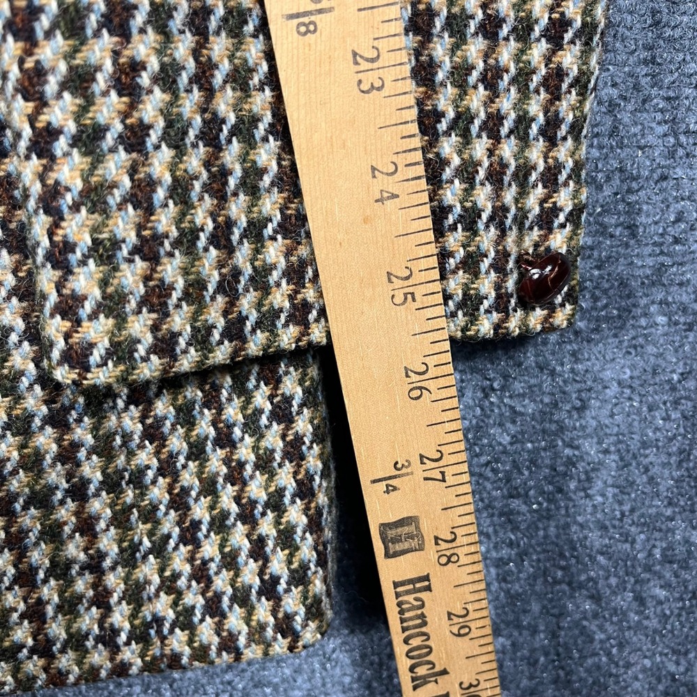 Dunn & Co Harris Tweed Sport Coat Mens 42 Brown Green Wool Check Blazer Vintage - Picture 10 of 14